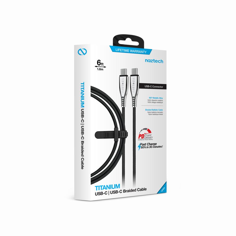 Cable Titanium Naztech USB-C to USB-C Negro 15501 Cable Titanium Naztech USB-C to USB-C Negro 15501