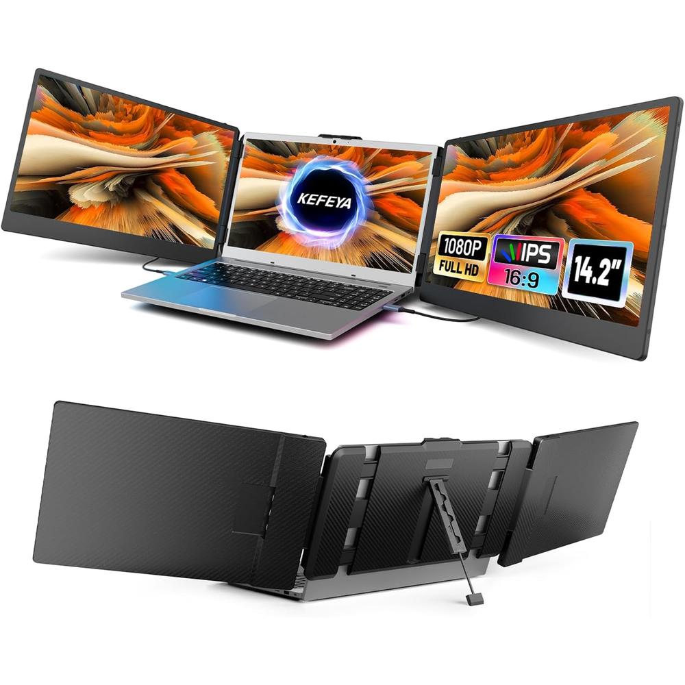 KEFEYA Monitor Portátil 14.2"" S2 – Triple Screen, FHD IPS, Compatible Mac/Windows