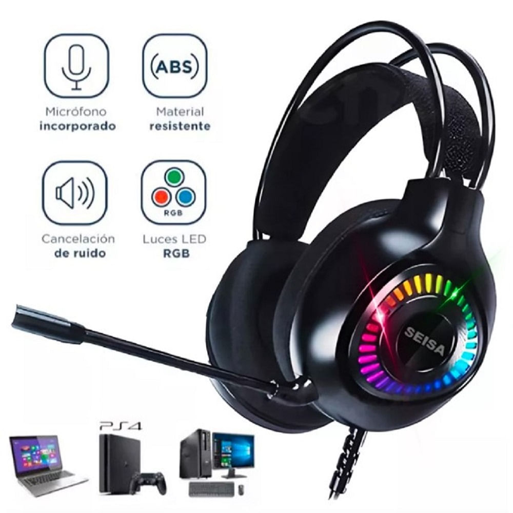 Audífonos Gamer con Luz LED RGB Micrófono para PC PS4 Laptop Audífonos Gamer con Luz LED RGB Micrófono para PC PS4 Laptop