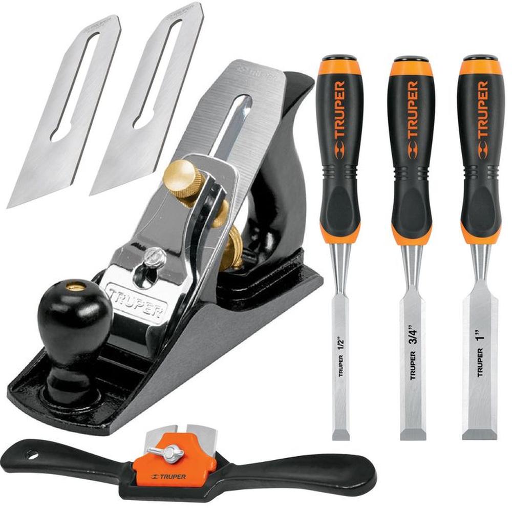 Combo cepillo carpintero garlopa 4 cuchilla de vuelta set formones