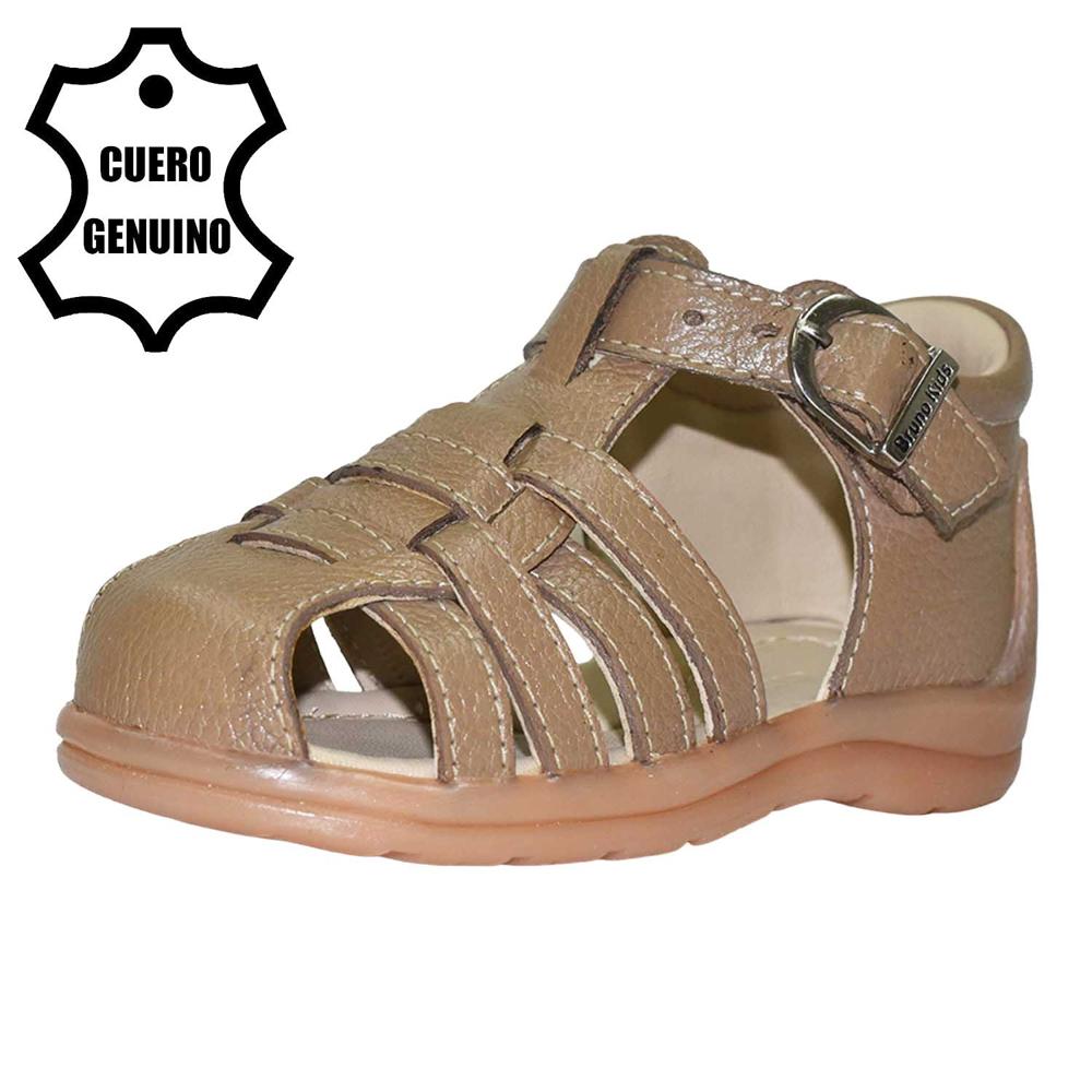 Sandalia Pibe Para Niño Bruno Kids De Cuero Nutria Primeros 