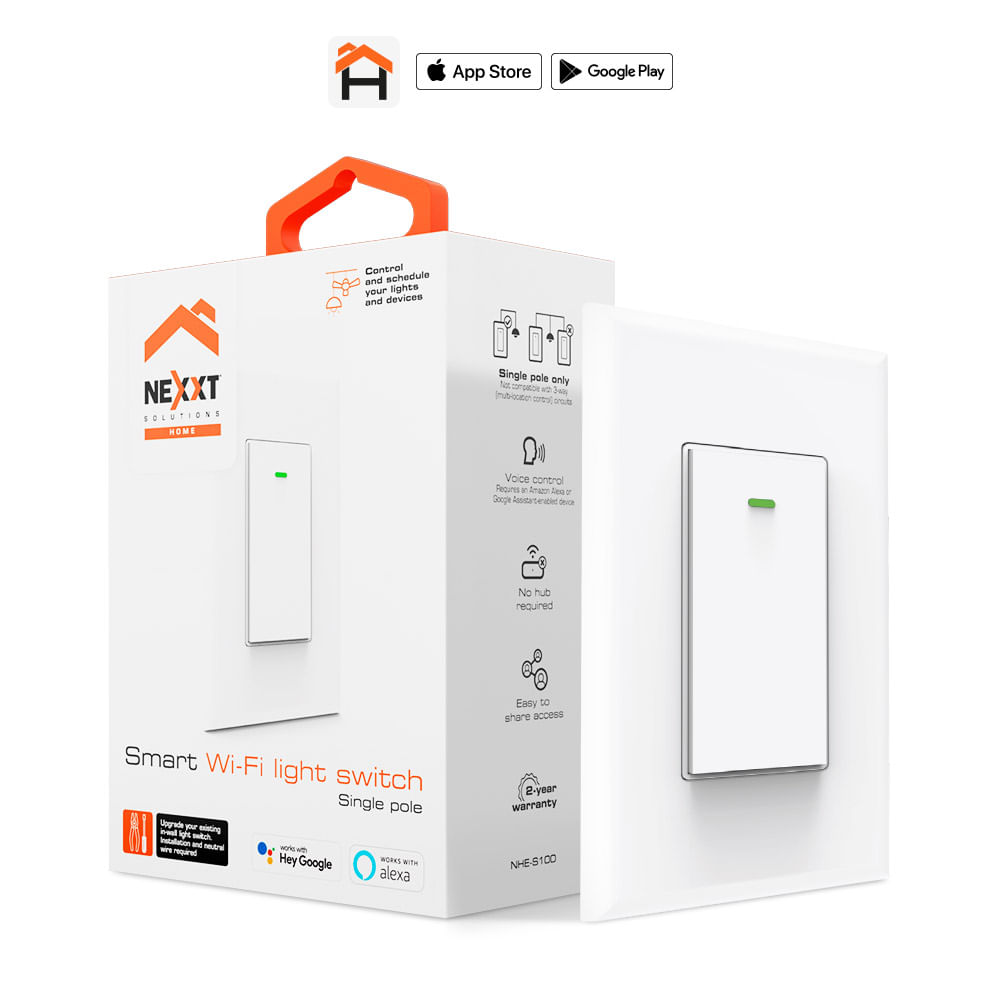 Interruptor inteligente Wi-Fi monopolar Nexxt NHE-S100 Blanco