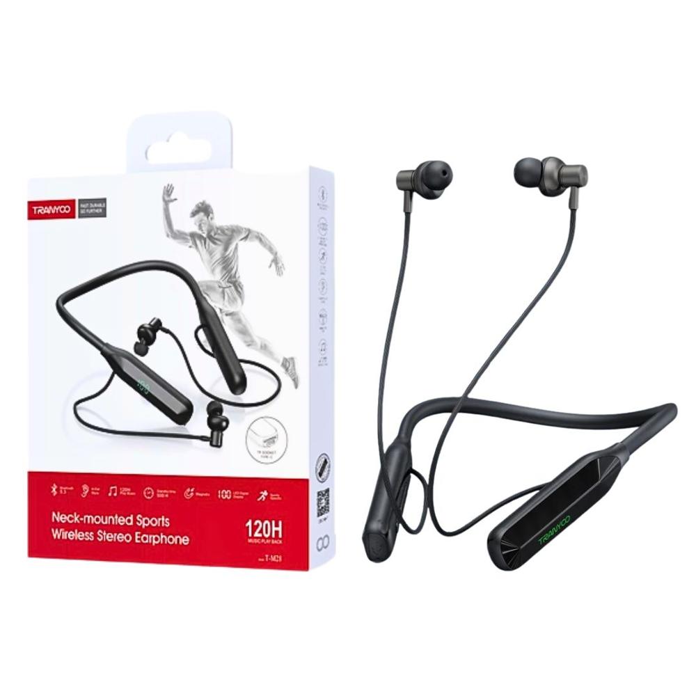 Audífonos Bluetooth Deportivos TRANYOO T-M28 con Pantalla LED, Tarjeta TF, Batería 120 h y Micrófono