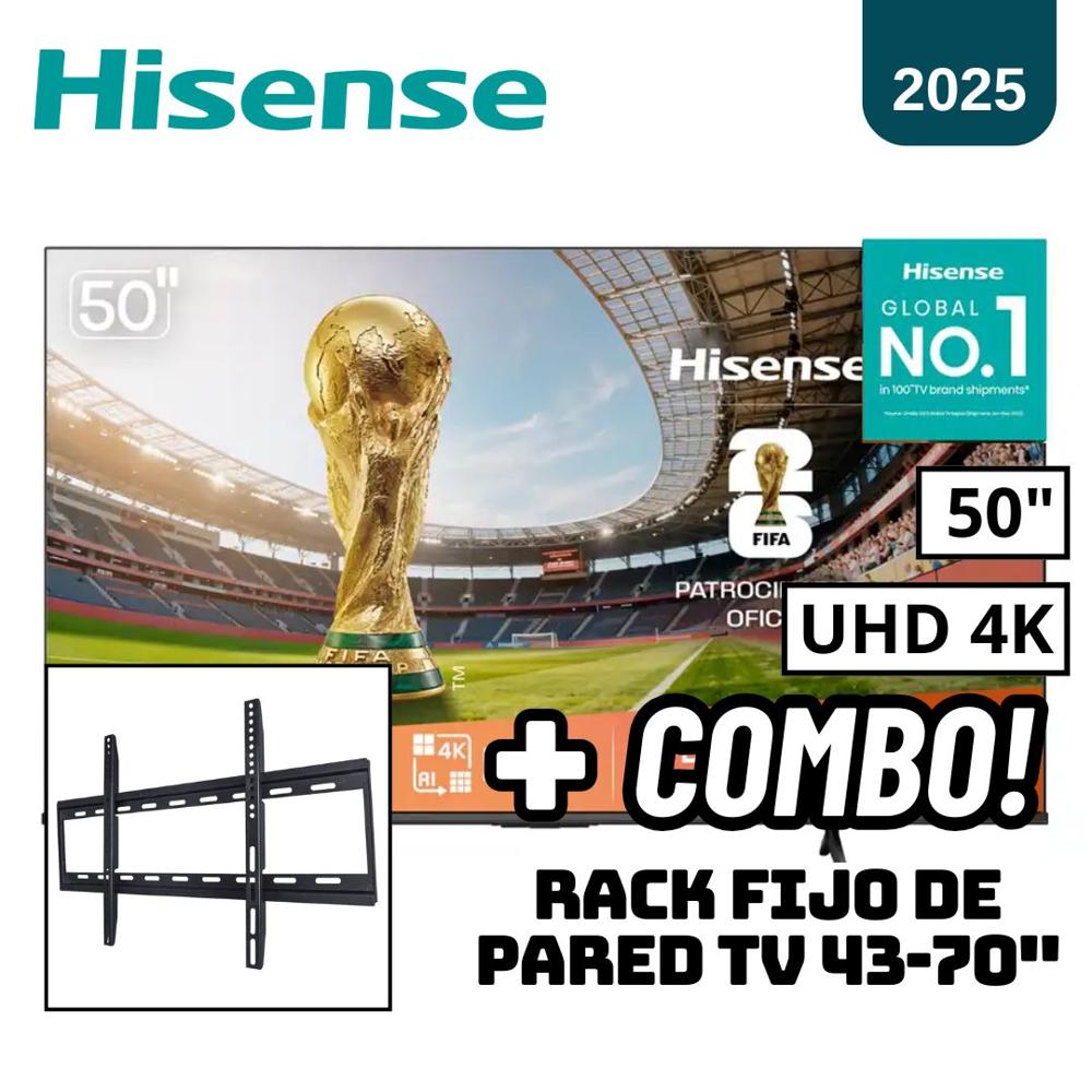 TELEVISOR HISENSE 50 SMART TV VIDAA 4K UHD LED - 50A5NV + RACK FIJO