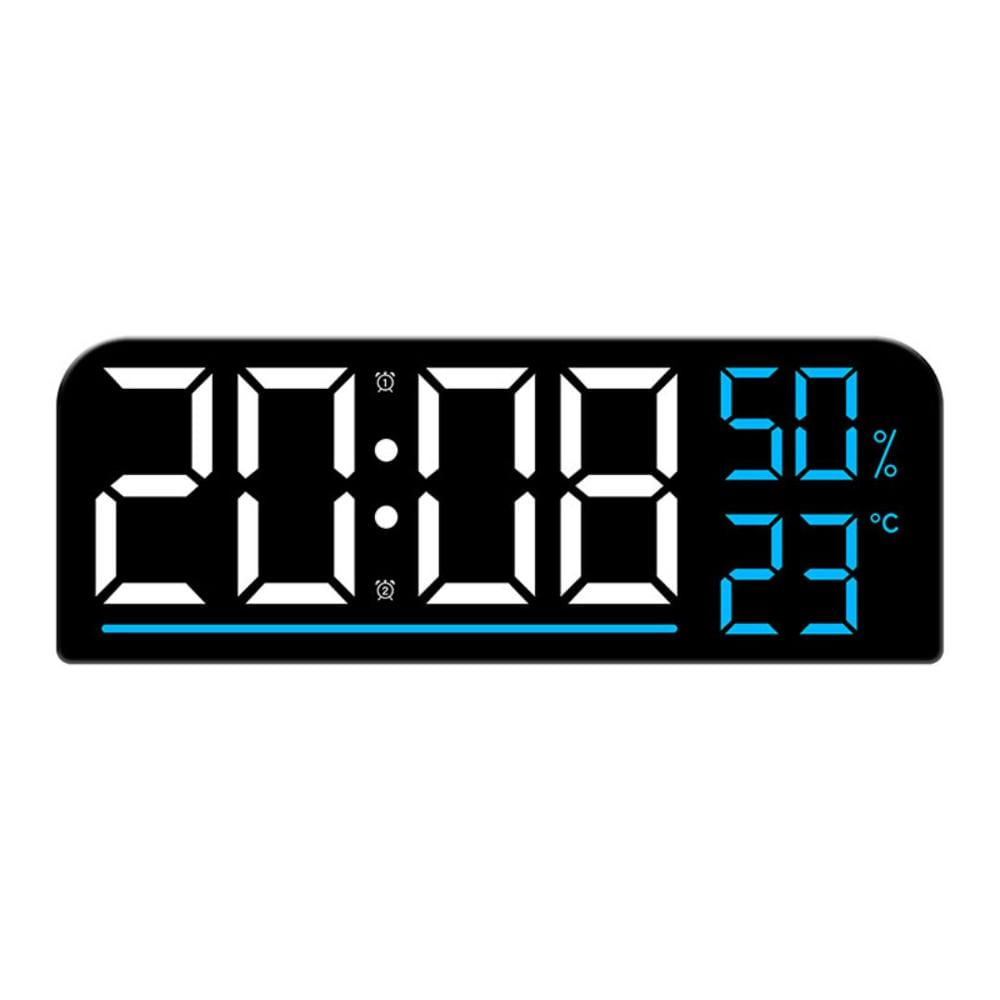 Reloj Digital LED de Pared y Escritorio 24 cm con Temperatura, Humedad y Doble Alarma GH8027 Azul