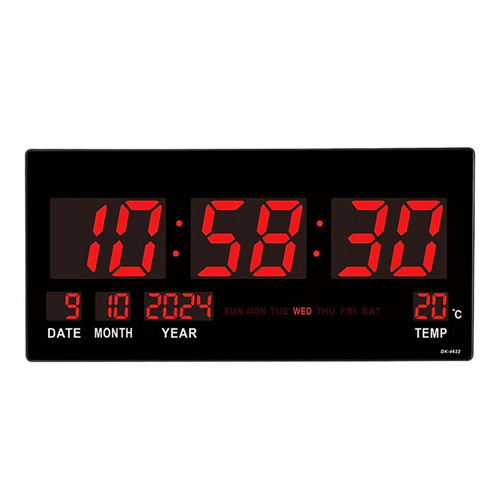Reloj Digital LED de Pared 46 cm con Hora 12/24h Fecha Día Temperatura y Brillo Automático XL JH4622