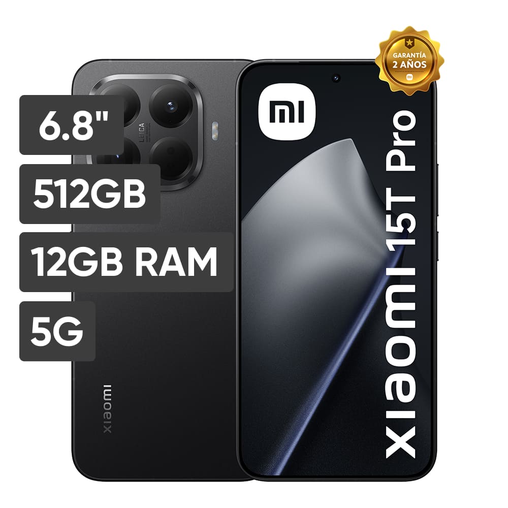 Smartphone XIAOMI 15T Pro 6.8"" 12GB 512GB Leica 50MP + 50MP + 12MP Negro