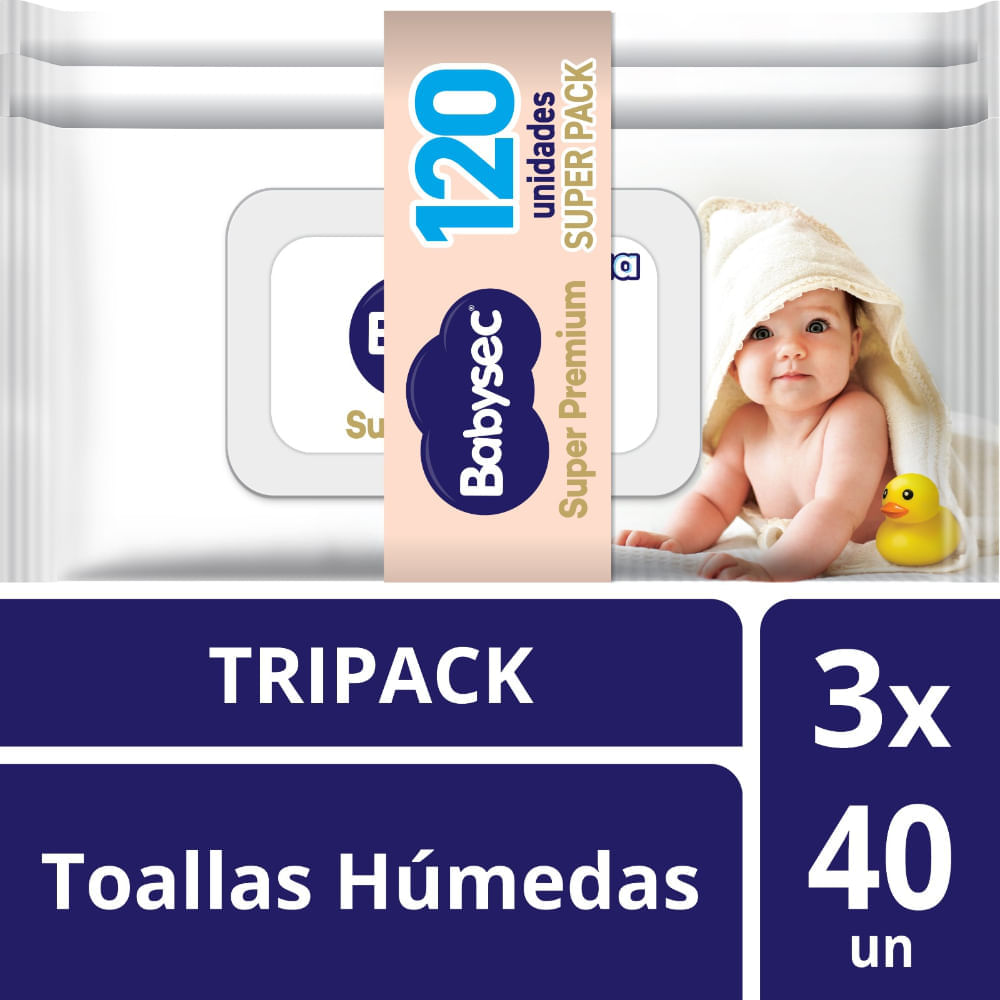 Toallitas Húmedas BABYSEC Super Premium 8 99% Agua Paquete 120un Toallitas Húmedas BABYSEC Super Premium 8 99% Agua Paquete 120un