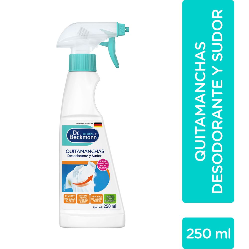Quitamanchas DR. BECKMANN Desodorante y Sudor Frasco 250ml Quitamanchas DR. BECKMANN Desodorante y Sudor Frasco 250ml