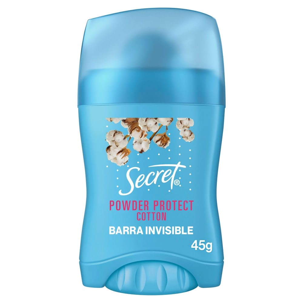 Antitranspirante para Mujer en Barra SECRET Powder Protect Cotton Invisible Frasco 45g Antitranspirante para Mujer en Barra SECRET Powder Protect Cotton Invisible Frasco 45g