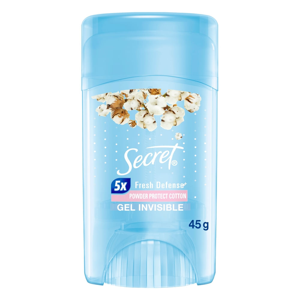 Antitranspirante para Mujer en Gel SECRET Invisible Powder Protect Cotton Frasco 45g Antitranspirante para Mujer en Gel SECRET Invisible Powder Protect Cotton Frasco 45g
