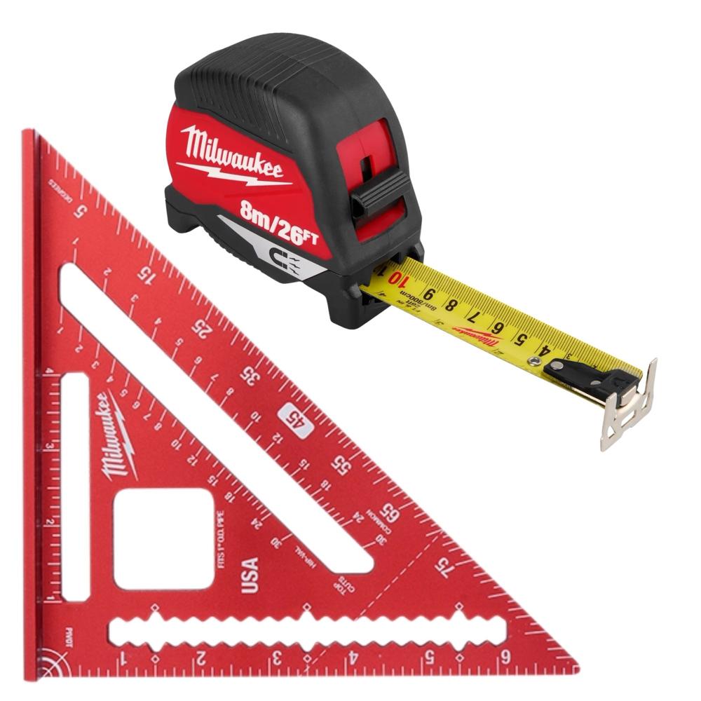 ESCUADRA RAPIDA MAGNETICA WINCHA CINTA MÉTRICA MAGNÉTICA  8M COMBO MILWAUKEE