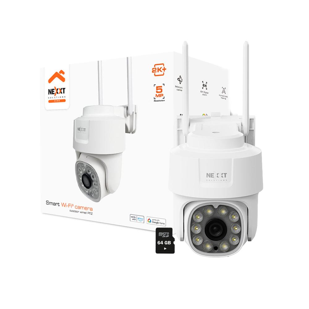 Cámara PTZ Vigilancia NHC-OP10 5MP Nexxt Zoom 6X Audio 2 vías Reflector RJ45 SD 64GB