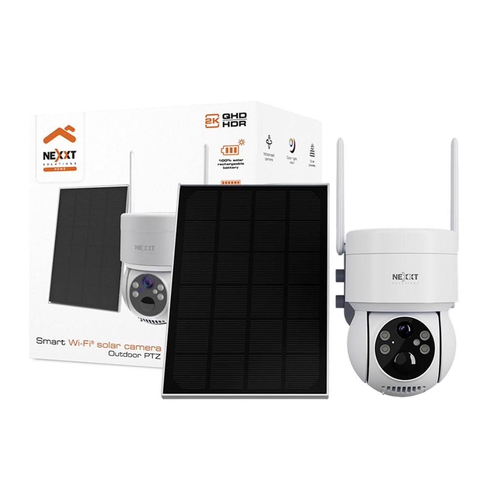 Cámara Vigilancia PTZ NHC-OP20S 3MP 2K Nexxt Detección Humana Panel Solar Sirena