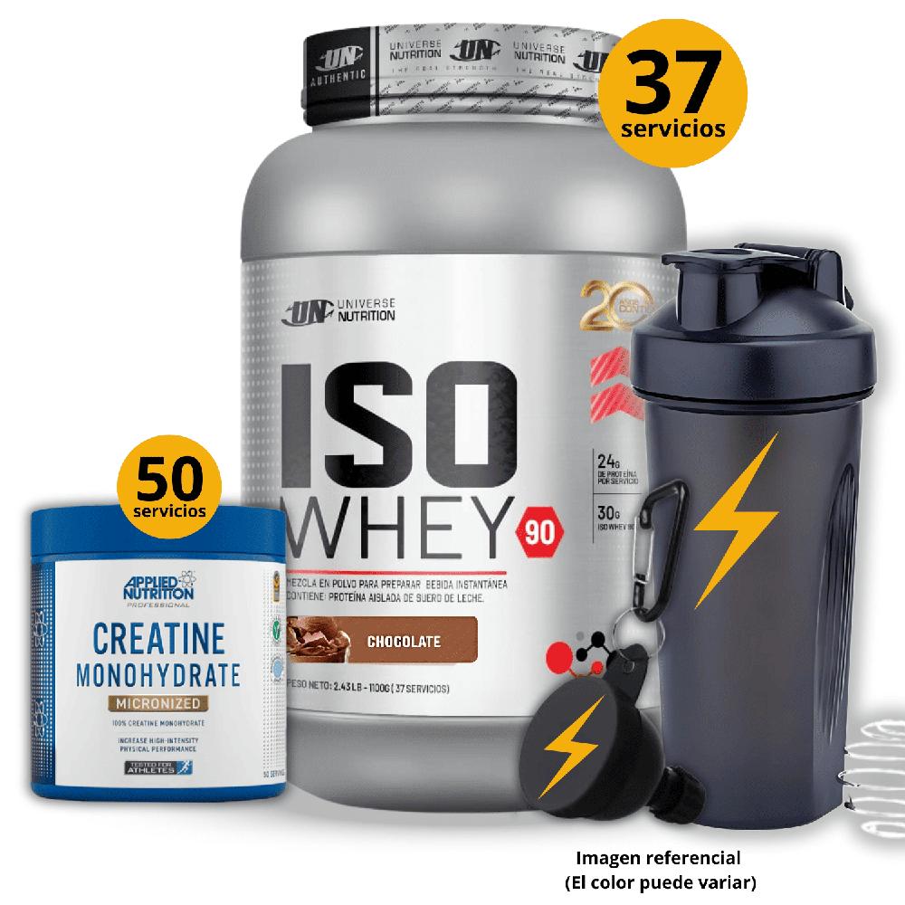 Proteína Iso whey 90 de 1kg Chocolate - Creatina Applied Nutrition de 250gr - regalos