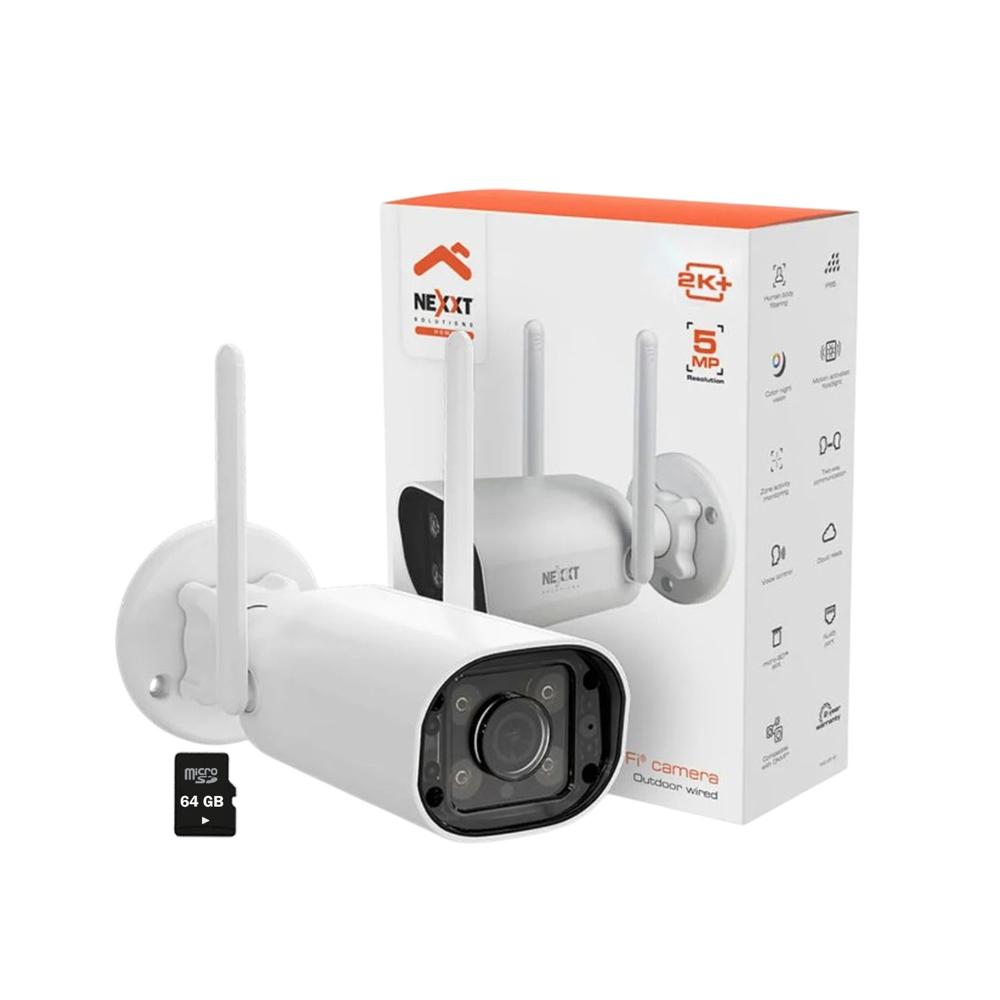 Cámara Vigilancia NHC-OF10 5MP Nexxt Visión Nocturna Audio Doble vía Sirena 90dB 64GB
