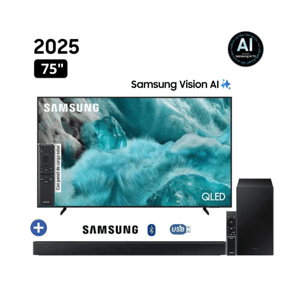 Televisor Samsung  Vision Ai 75 QLED Q7F Smart Tv 2025 Con SoundBar HW-B450F