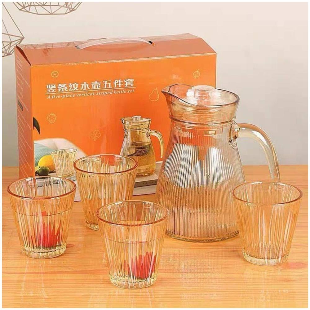 Juego de Jarra con Vasos de Vidrio