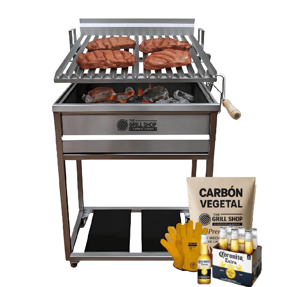 Parrilla a carbón de Acero Inox regulable