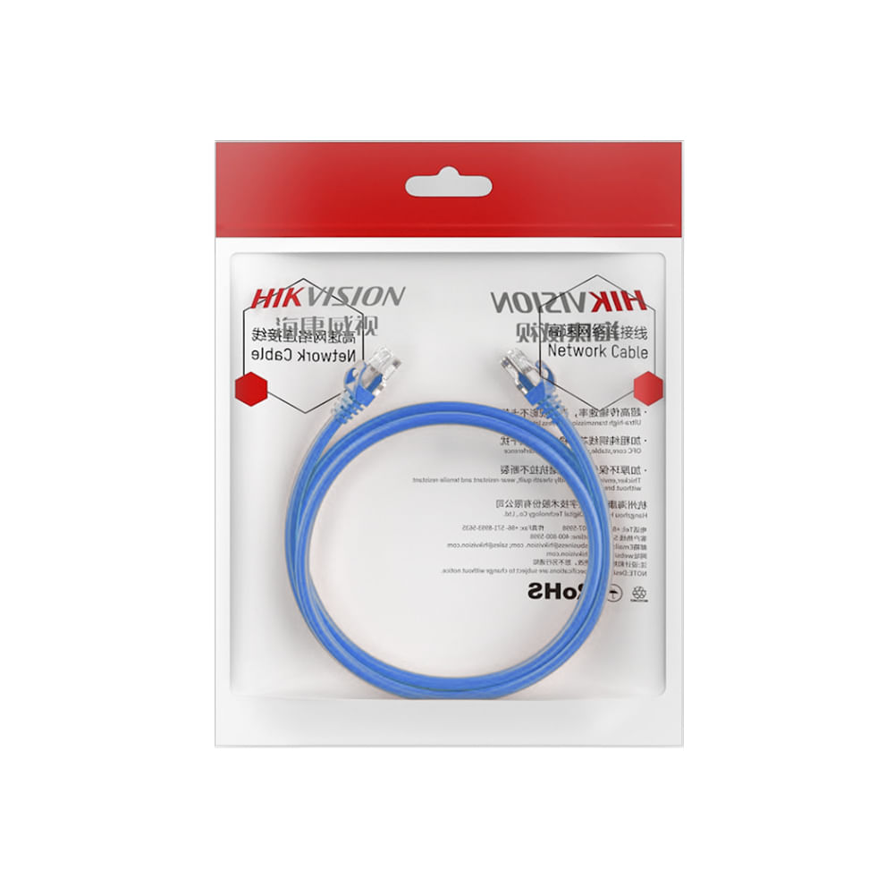 Cable patch cord HIKVISION azul 05m UTP Conexión rápida y segura para Ethernet