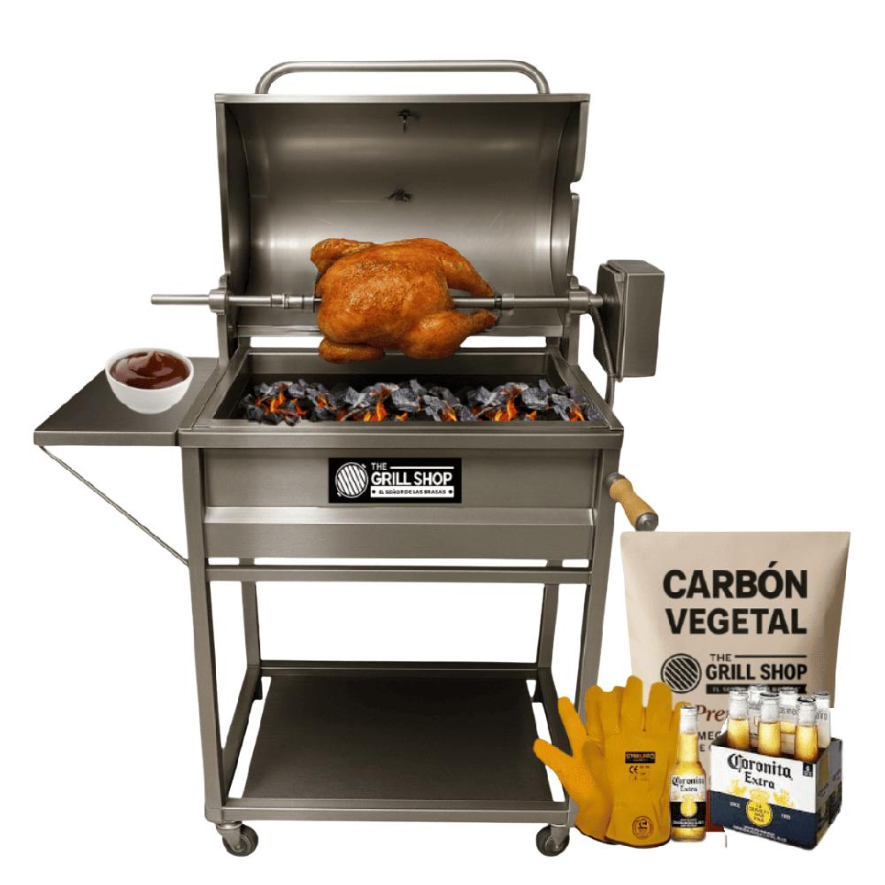 Parrilla Mediana Con Tapa Full Acero Inoxidable con motor