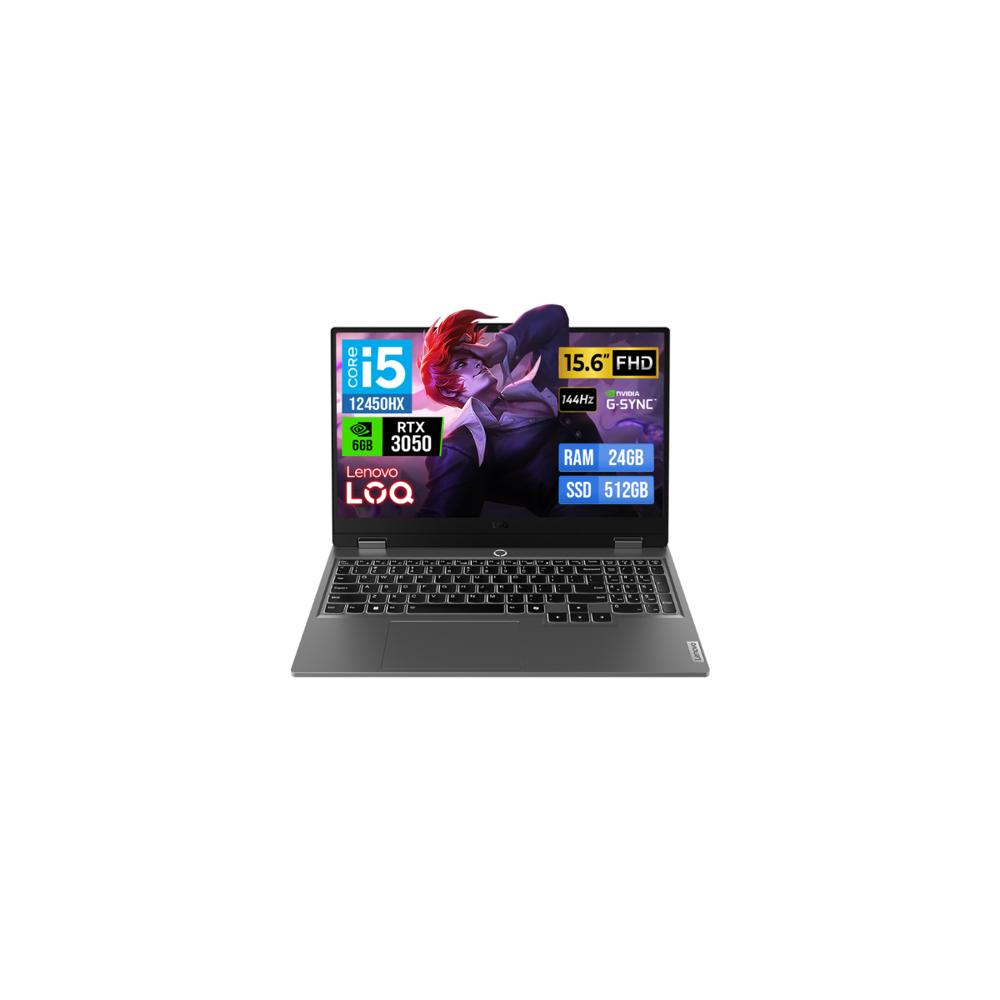 Laptop Lenovo LOQ 15.6 FHD IPS 144Hz Core i5-12450HX 24GB DDR5 512GB RTX 3050 6GB FreeDOS
