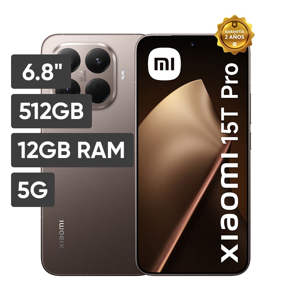Smartphone XIAOMI 15T Pro 6.8"" 12GB 512GB Leica 50MP + 50MP + 12MP Moka Gold