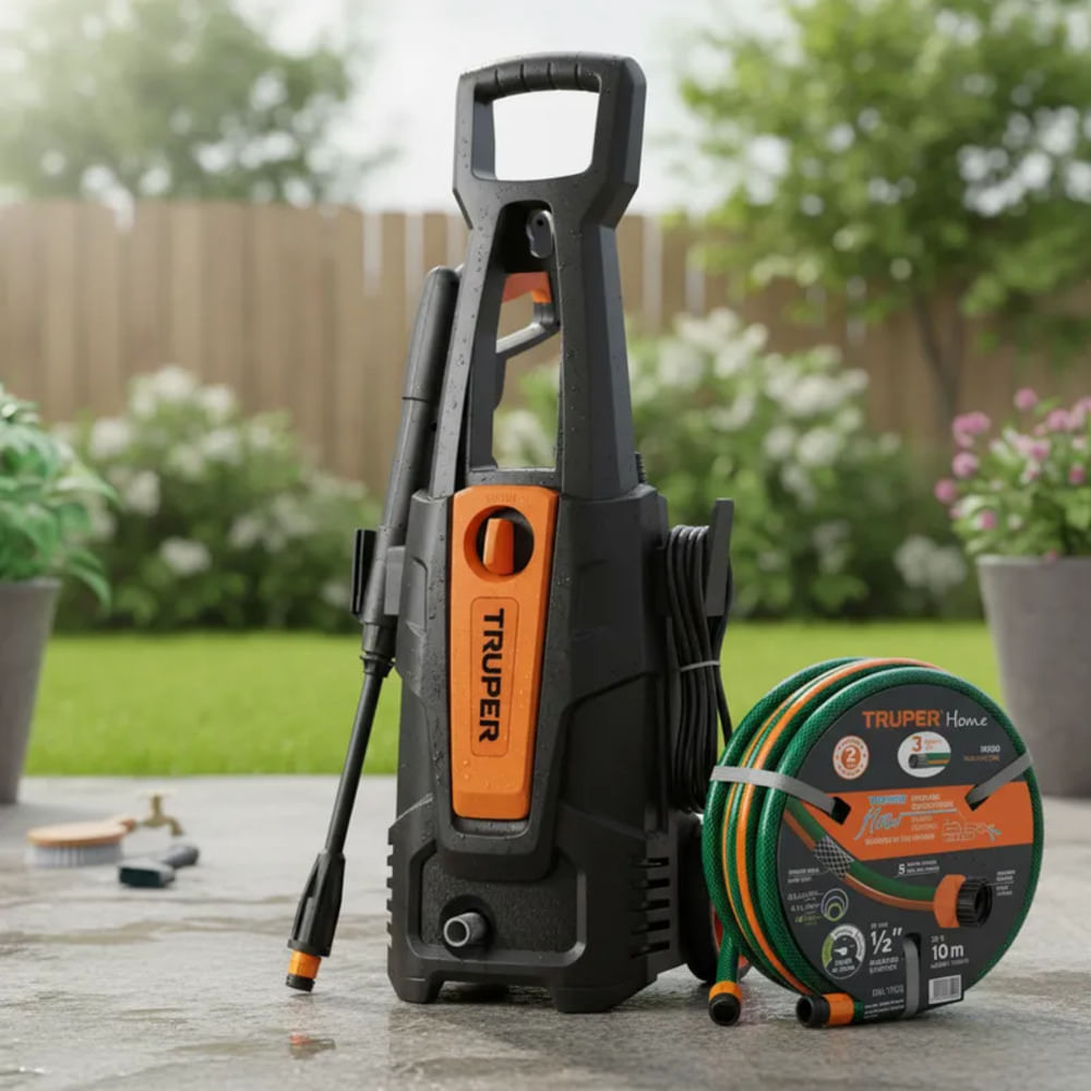 Hidrolavadora Eléctrica 1800 psi y Manguera 10m Truper 103339-16050