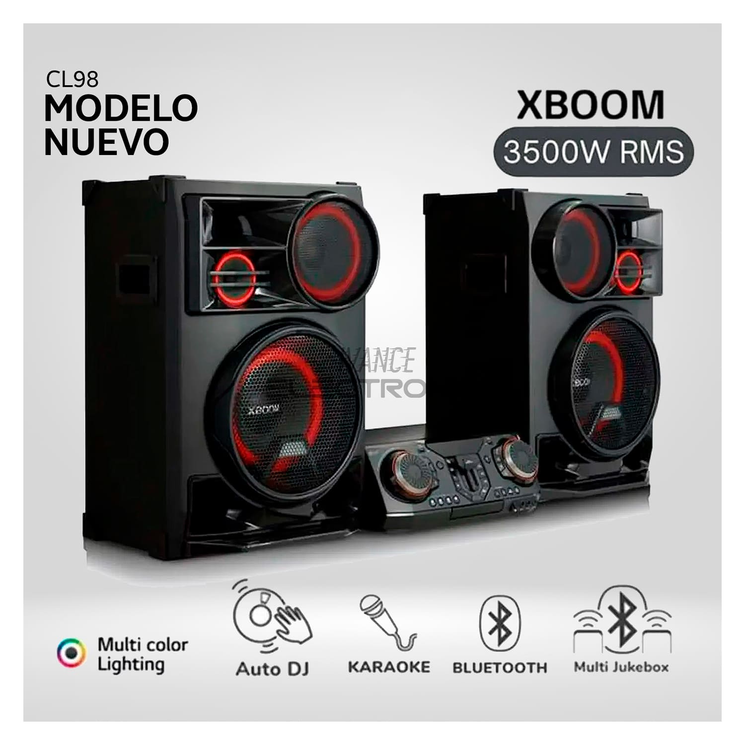Minicomponente LG Xboom CL98 Bluetooth 3500W RMS - Negro