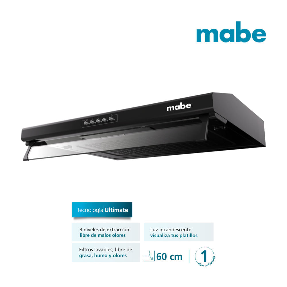 Campana Extractora 60cm Mabe CMU6020PB0 Ultimate Cooking Black Campana Extractora 60cm Mabe CMU6020PB0 Ultimate Cooking Black