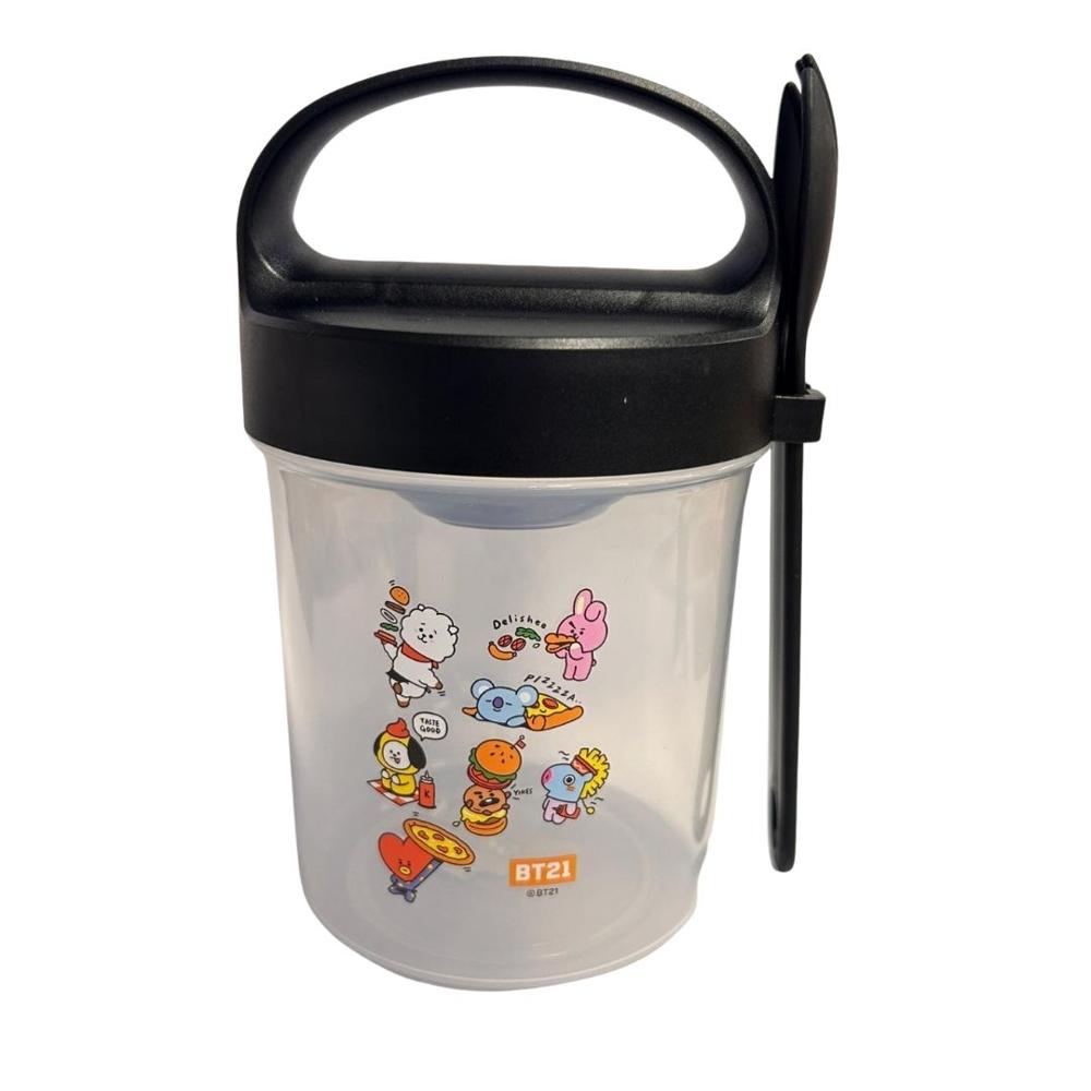Contenedor BT21 con Cuchara Personajes Completos KPop Kawaii 560 ML