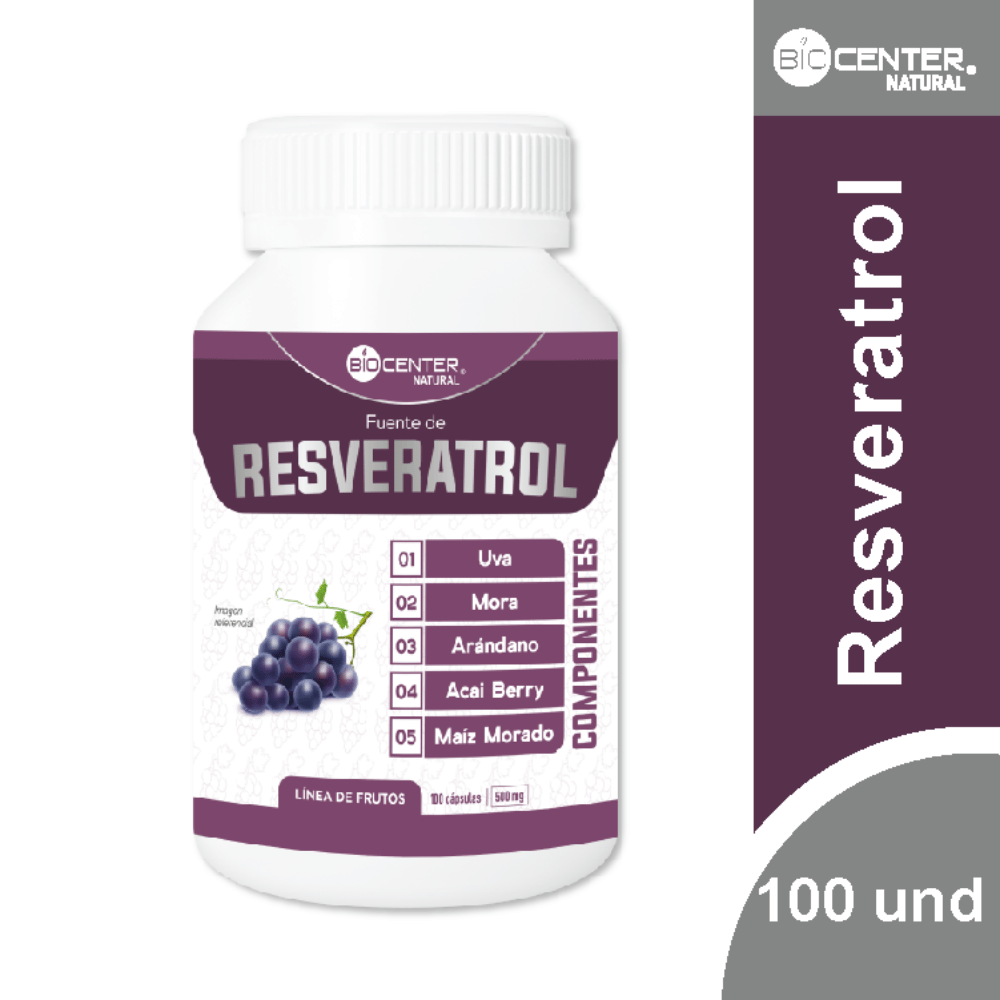 Fuente de Resveratrol Biocenter Natural x 100 und