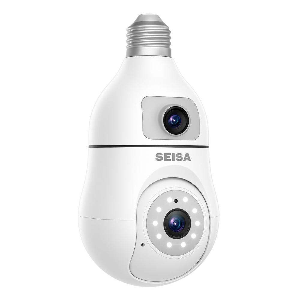 Foco Cámara WiFi SEISA Full HD 1080P Doble Lente Visión Nocturna Color Audio 360° IPC-YC501 Alarma