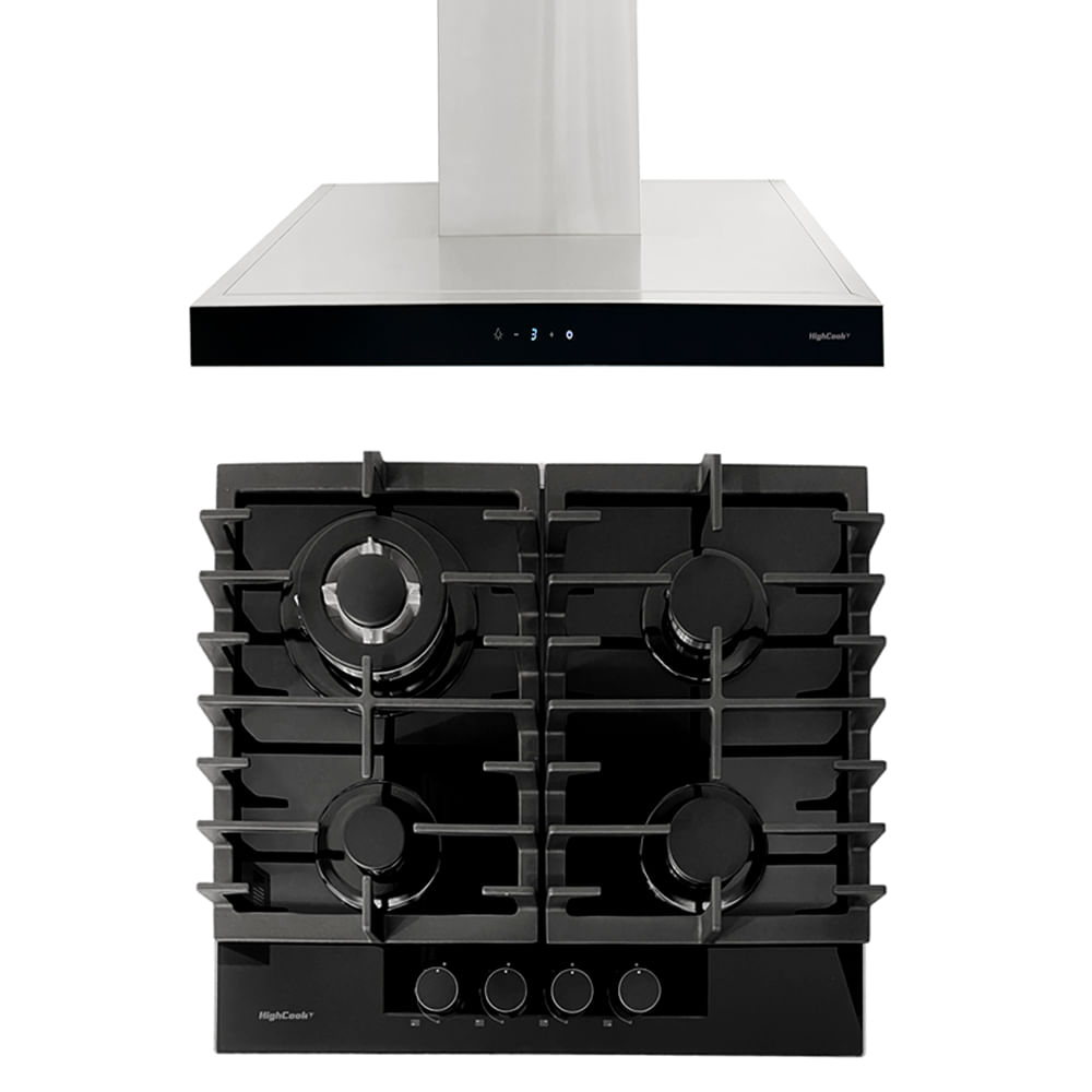 Combo Empotrable a Gas y Campana Extractora Táctil 60cm Combo Empotrable a Gas y Campana Extractora Táctil 60cm