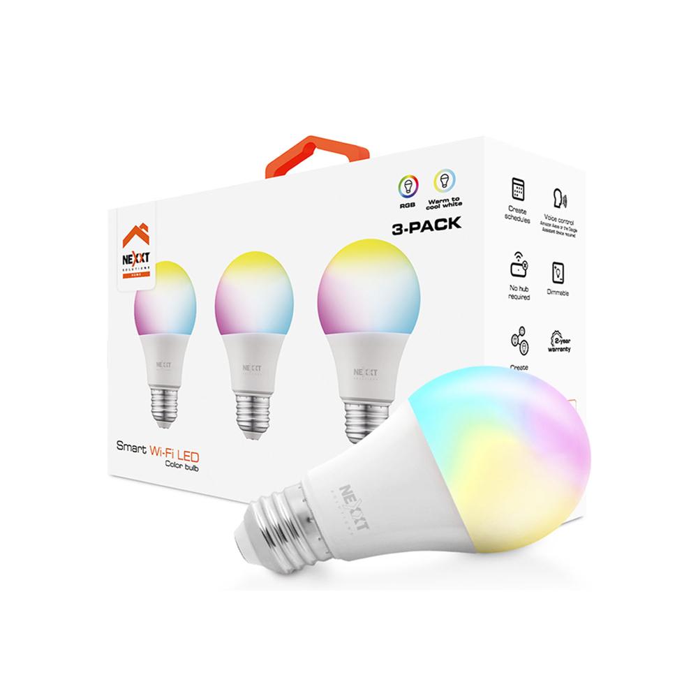 Foco LED inteligente WiFi NHB-C120M Pack3 Nexxt 220V RGB Regulador de brillo