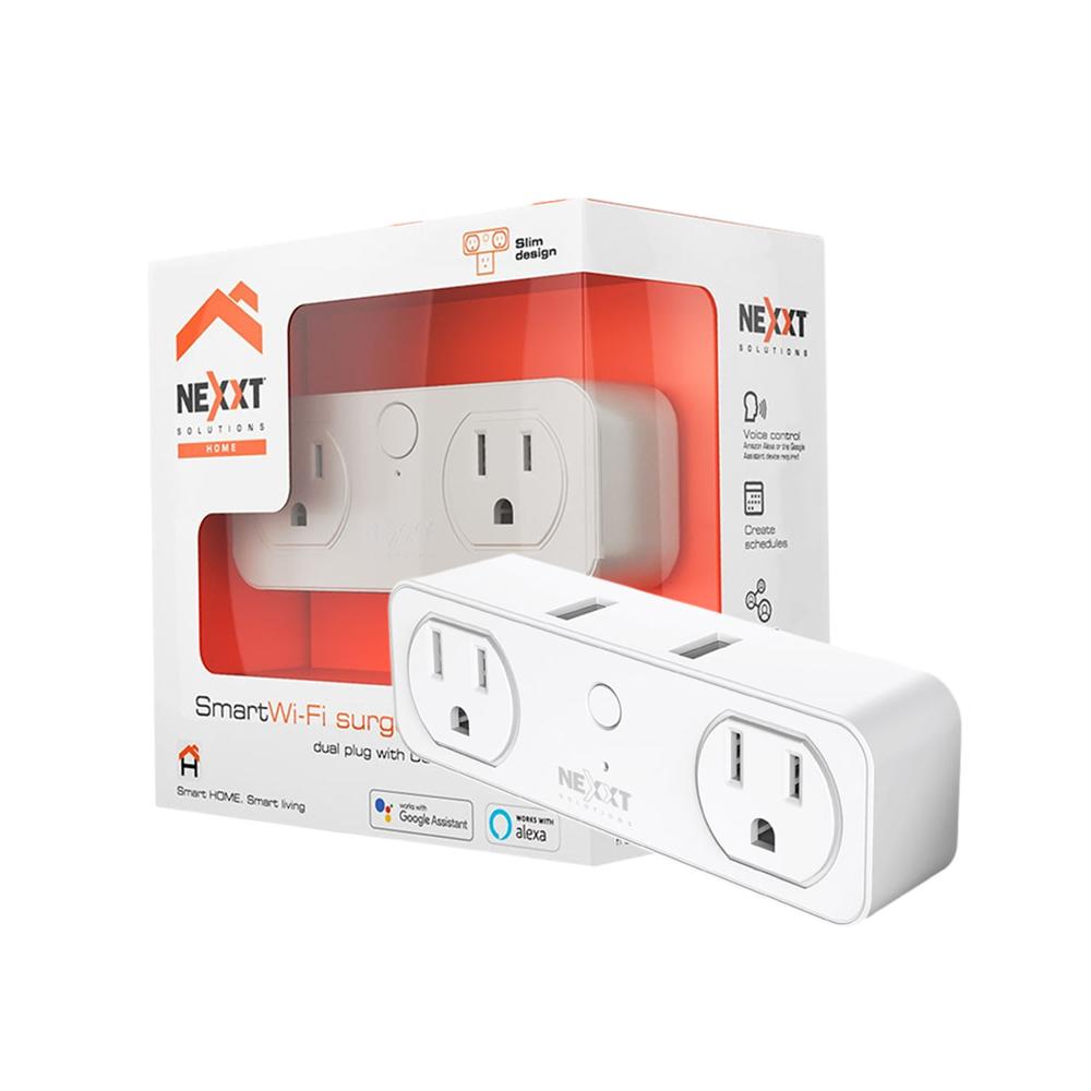 Enchufe Inteligente Nexxt NHP-D610 2 Salidas NEMA 5-15R 2 USB Control Voz