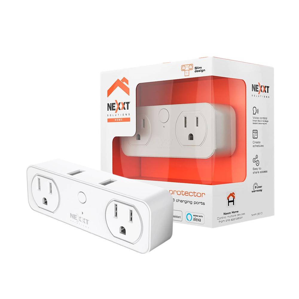 Enchufe Inteligente NHP-D610 Nexxt 2 Salidas NEMA 5-15R 2 USB Control Voz