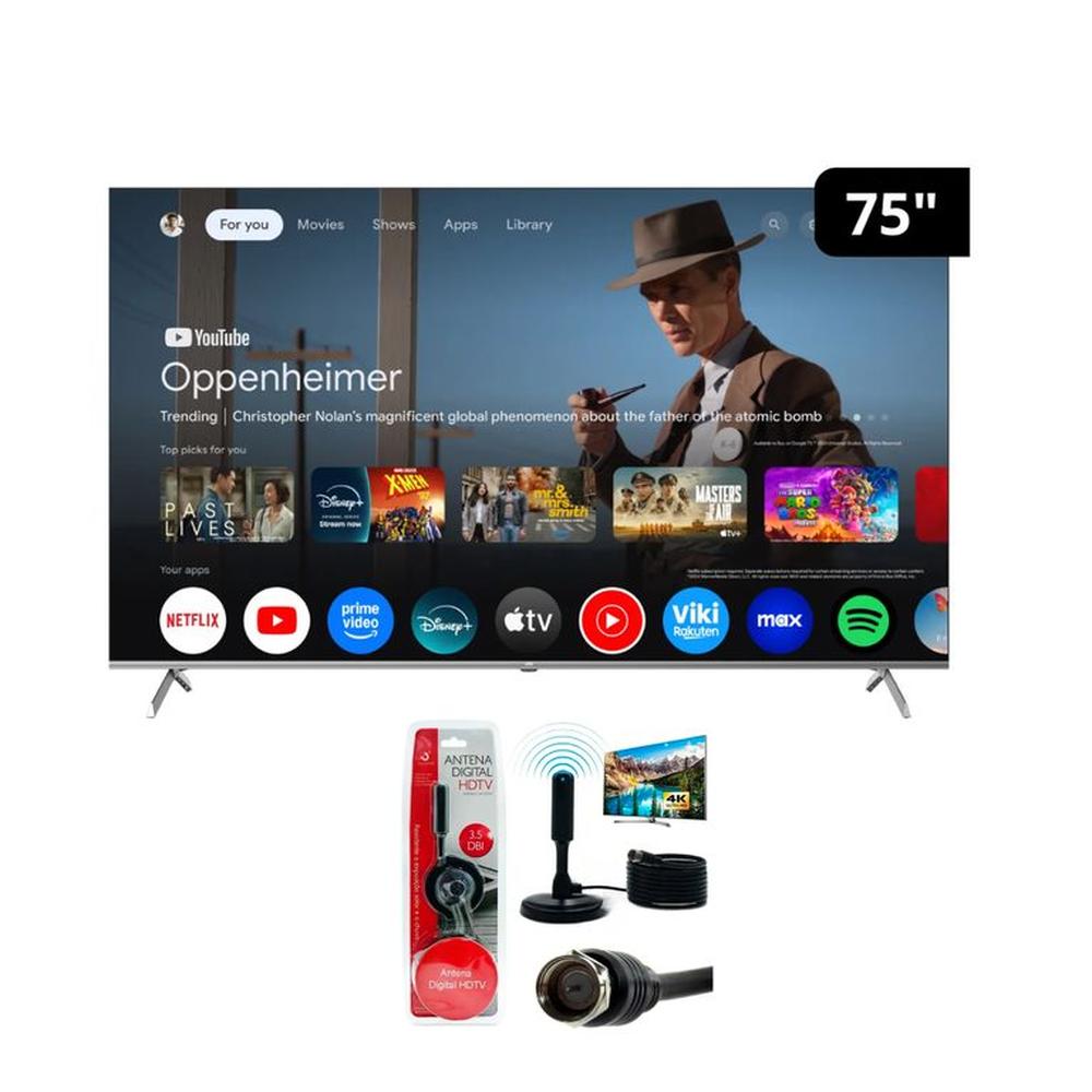 Televisor JVC QLED 75 PULGADAS 4K Ultra HD Google TV LT-75KB507 MAS Antena Digital