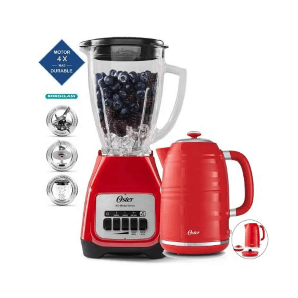 Combo Licuadora Oster Hervidora Oster Roja