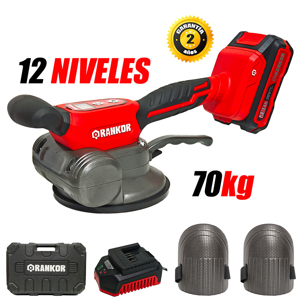 Ventosa Vibradora para Ceramico Industrial Rankor RLTV2001 20V 135mm 70kg 12 Velocidades 1bat x 2Ah