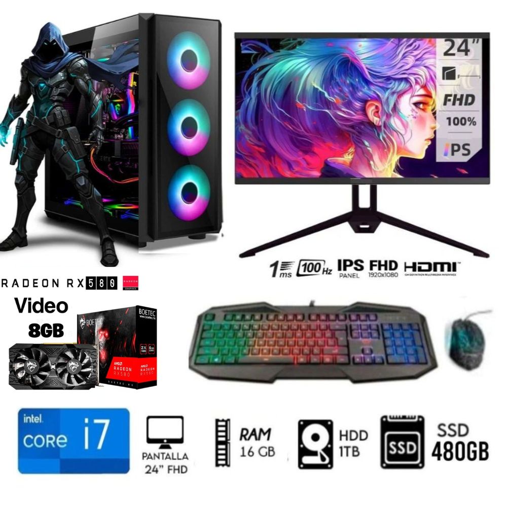 Computadora PC Gamer Core I7 3.2 GHZ RAM 16GB DISCO 1TB  SSD