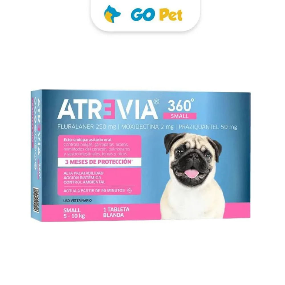 Atrevia 360 Small 5 a 10 Kg x 1 Tableta Antipulgas y Antiparasitario para Perros