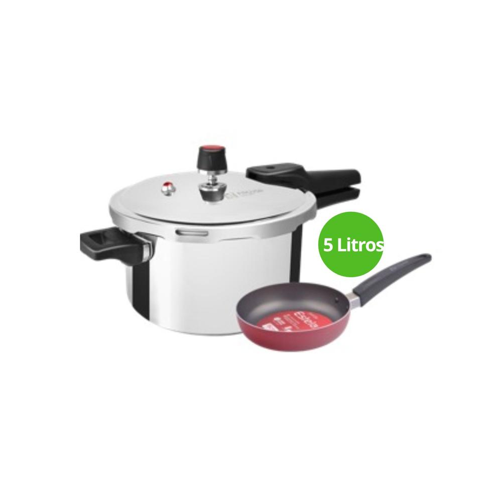 Olla a Presion 5 Lt Facusa Acero Inoxidable y Sarten Estela 16