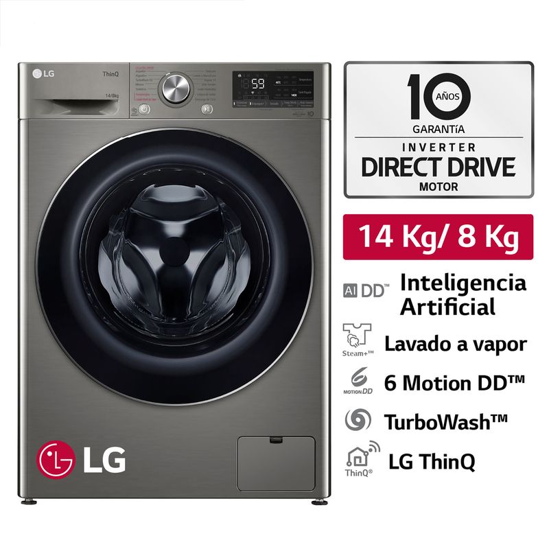 LG 14Kg 8Kg Plateado
