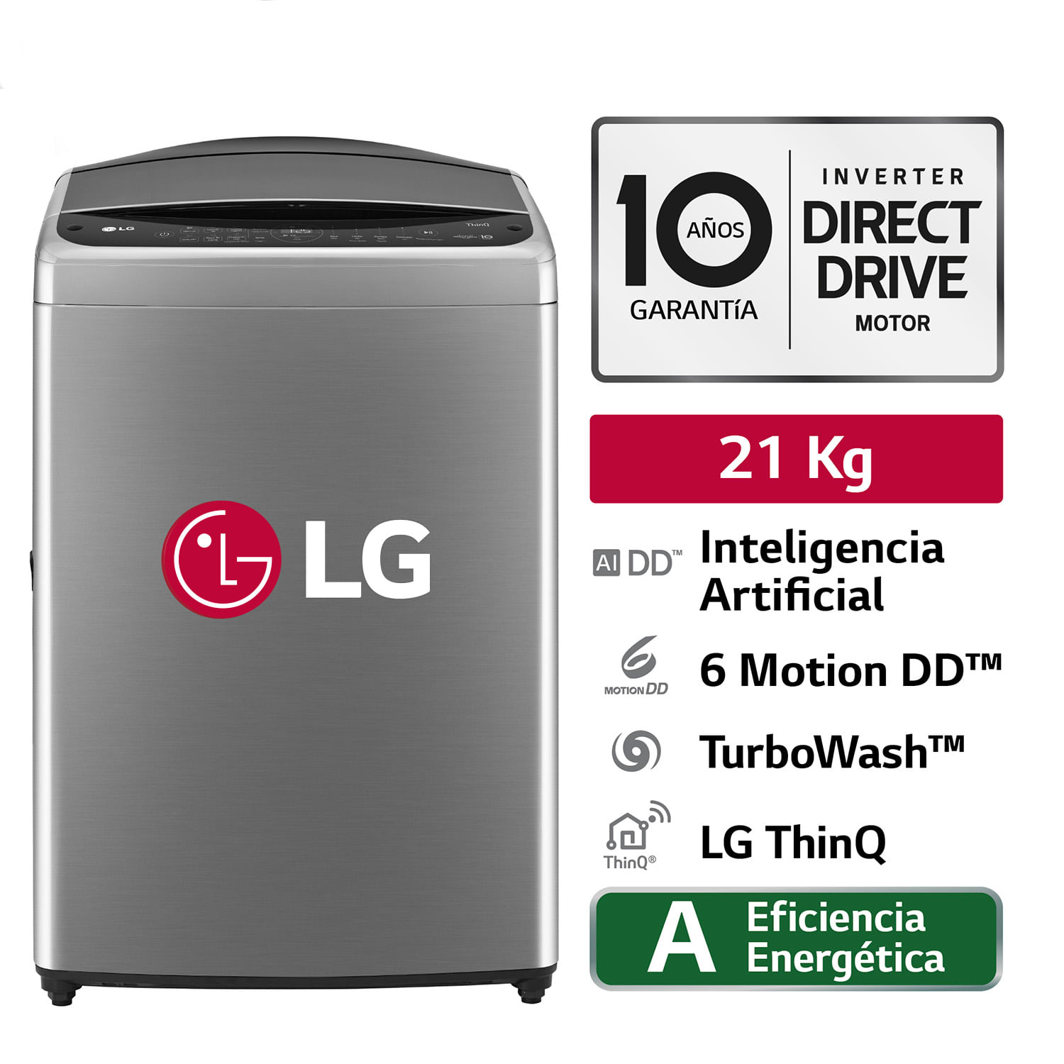 Lavadora LG WT21VV6 21Kg Plateado