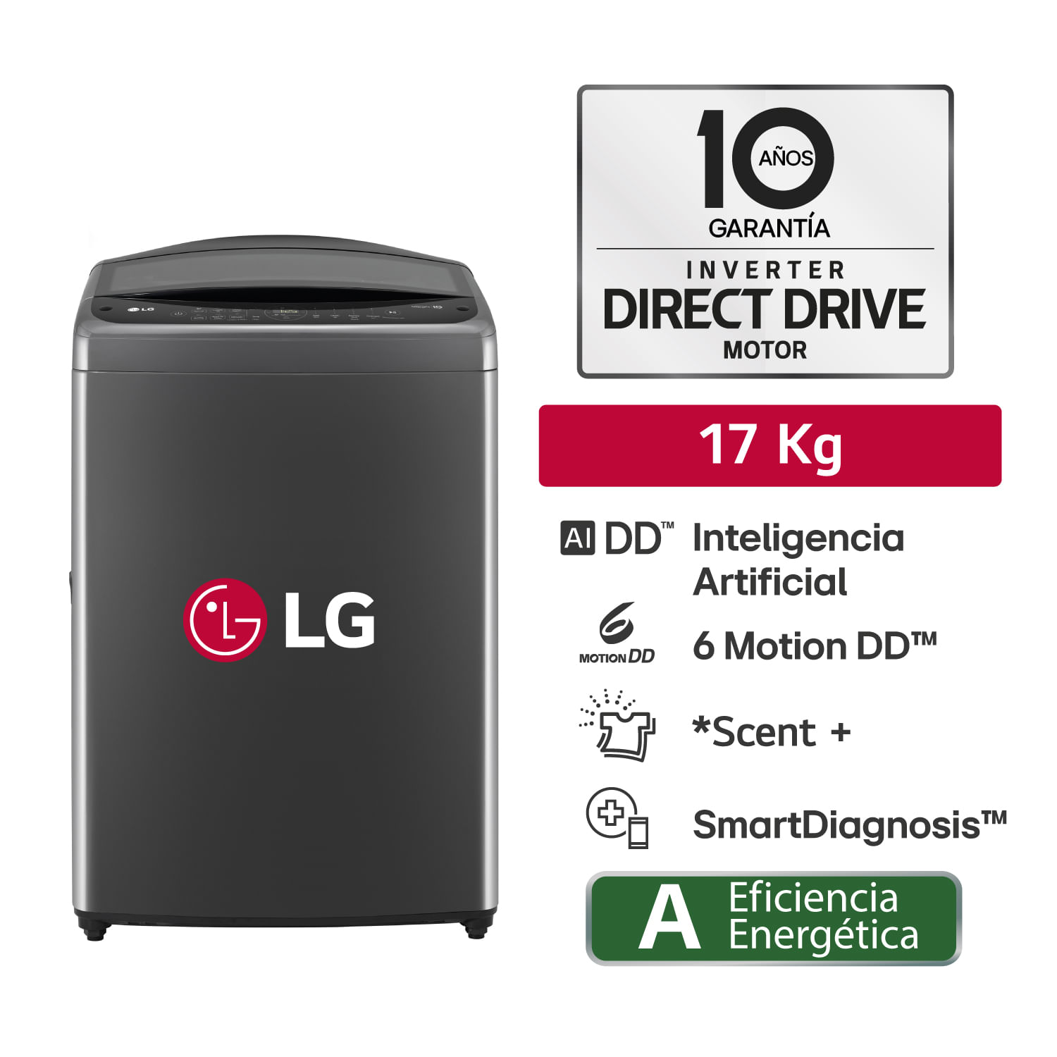 Lavadora LG WT17BV6T 17 Kg Negro