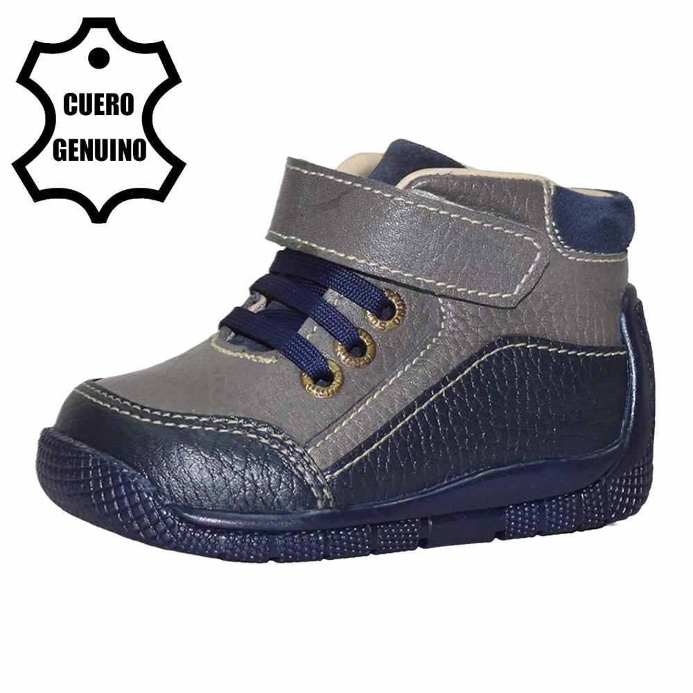 Zapato Pibe Para Niño Bruno Kids De Cuero Azul Primeros Pasos