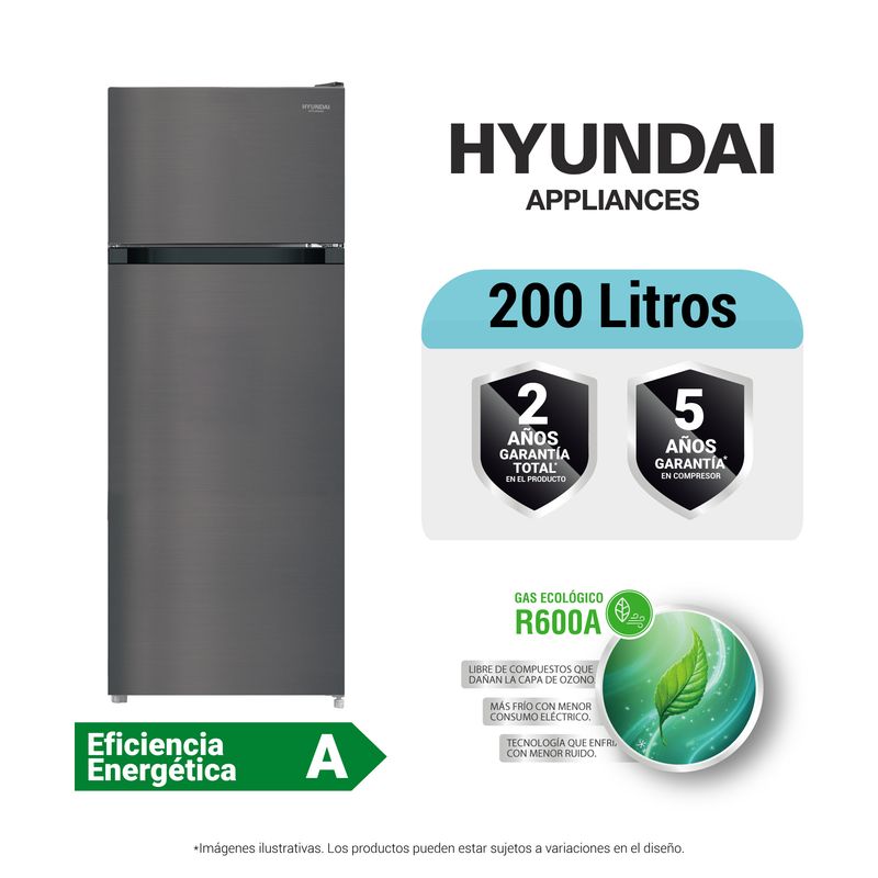 Refrigeradora Hyundai 200Lt Frost Top Freezer HYRF201F