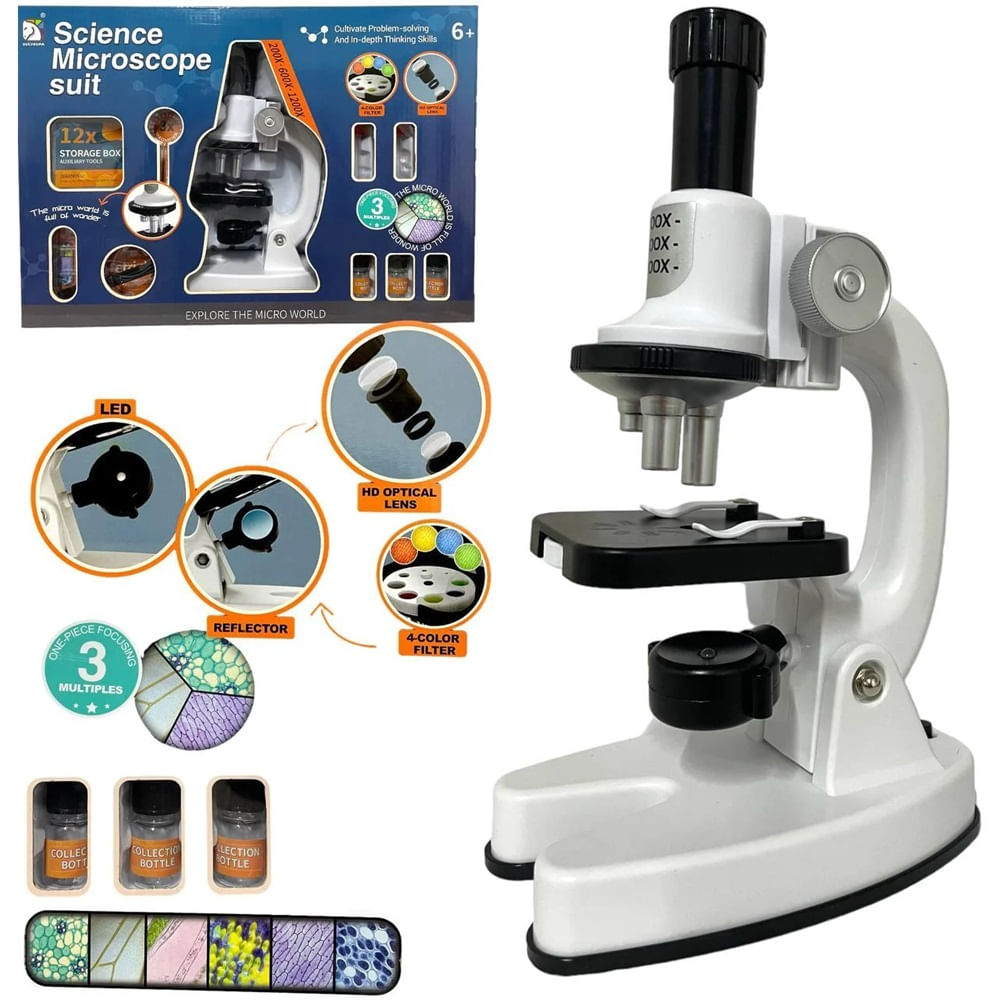 Set Microscopio para Niños con Luz LED 30 Accesorios