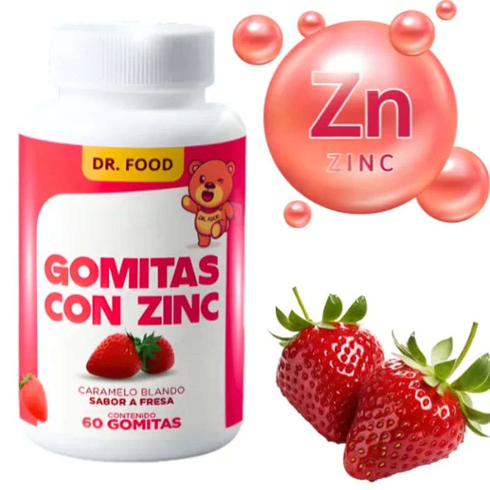 Gomitas Masticables Sabor Fresa con Zinc 60 gomitas